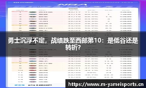 勇士沉浮不定，战绩跌至西部第10：是低谷还是转折？